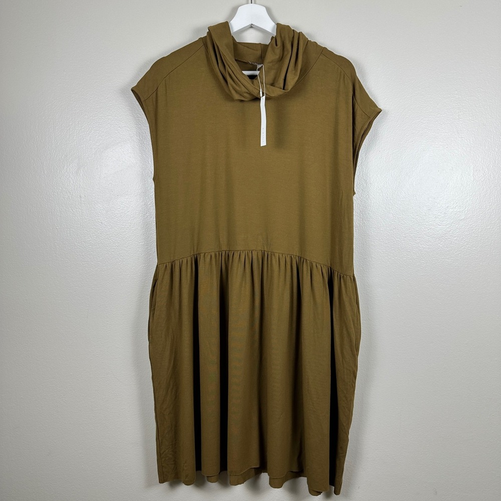 Lilla P Women's Medium Babydoll Cowl Neck Dress Brown Sleeveless NEW